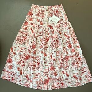 The great boating skirt Hawaiian print red white 2 M current elliott midi button
